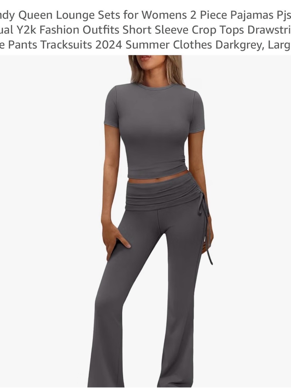 Women's Dark Gray Boot Cut Lounge Jumpsuit Set